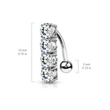 316L Surgical Steel 4 CZ Drop Top Down Reverse Belly Button Rings