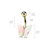 316L Surgical Steel Gold Plated Shell Covered Butterfly Non Dangle Belly Button Ring