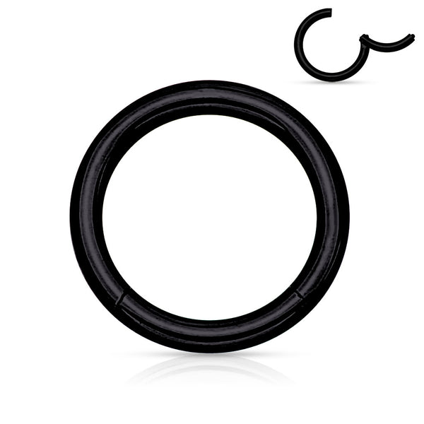 High Quality Precision Black PVD over 316L Surgical Steel Hinged Segment Seamless Hoop in Various Sizes