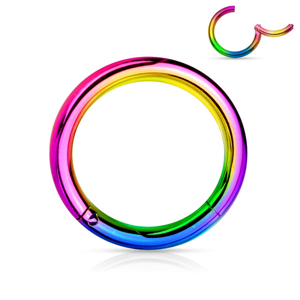 High Quality Precision Rainbow PVD over 316L Surgical Steel Hinged Segment Seamless Hoop in Various Sizes