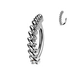 316L Surgical Steel Twisted Bar Hinged Belly Button Clicker Navel Ring