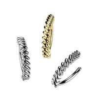 316L Surgical Steel Twisted Bar Hinged Belly Button Clicker Navel Ring