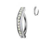 316L Surgical Steel Hinged Belly Button Ring With Pave CZ Gems Navel Ring