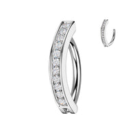 316L Surgical Steel Hinged Belly Button Ring With Pave CZ Gems Navel Ring