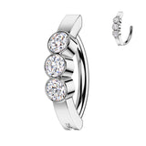 316L Surgical Steel Hinged 3 Bezel Set CZ Clicker Belly Button Ring