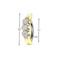 316L Surgical Steel Hinged 3 Bezel Set CZ Clicker Belly Button Ring