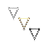 CZ Paved Triangle Clicker for Septum, Ear, Cartilage Etc.