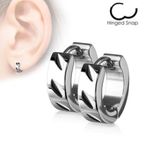 Pair of DiaCut Hinged Surgical Steel Hoop Earrings