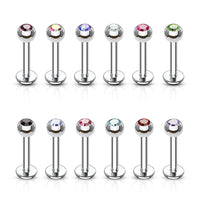 Press Fit Gem Ball 16 Gauge Surgical Steel Monrow with Various Colored Gems