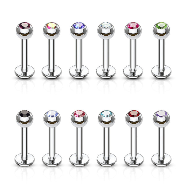 Press Fit Gem Ball 16 Gauge Surgical Steel Monrow with Various Colored Gems