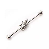 14 Gauge Turtle Charm 316L Surgical Steel Industrial Barbell