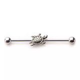 14 Gauge Turtle Charm 316L Surgical Steel Industrial Barbell