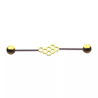 Gold PVD Beehive Honeycomb 14 Gauge Industrial Barbell