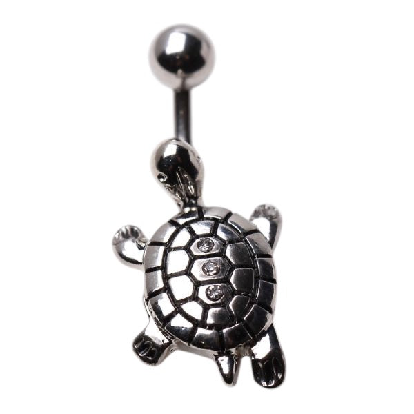 316L Surgical Steel Gemmed Turtle Navel Belly Button Ring