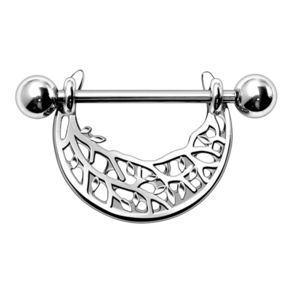 316L Surgical Tree Vines Shield Nipple Rings Barbells Pair