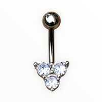 316L Surgical Steel Triple Gem Non-Dangle Belly Button Navel Ring