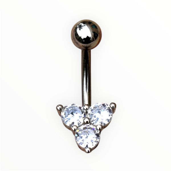 316L Surgical Steel Triple Gem Non-Dangle Belly Button Navel Ring