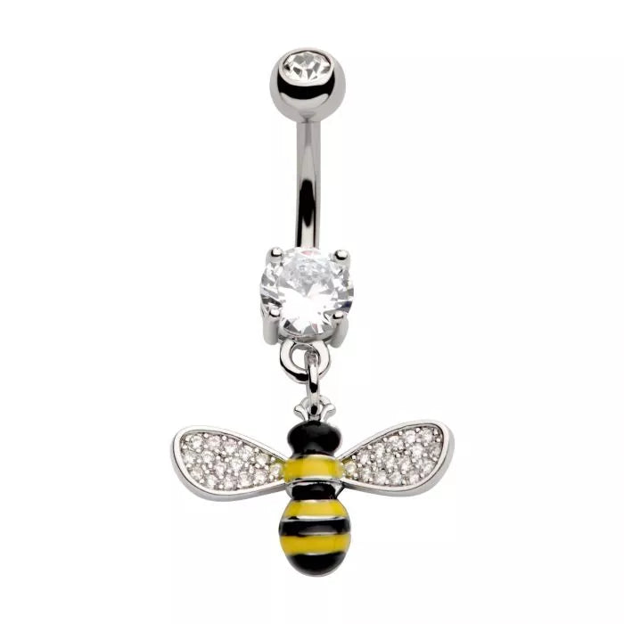 Pave Gem Bumble Bee Dangle Navel Ring – Vivid Body Jewelry Co.