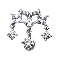 Top Down Chandelier Vogue Navel With Square Gems Reverse Dangle Belly Button Ring