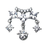 Top Down Chandelier Vogue Navel With Square Gems Reverse Dangle Belly Button Ring