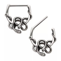 Intertwined Snakes Nipple Clicker Nipple Rings 316L Surgical Steel