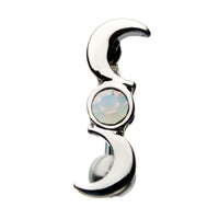 Top Down Moon Phase Navel with White Opalite Gem Middle for Moon Reverse Navel Belly Button Ring