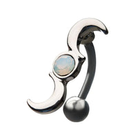 Top Down Moon Phase Navel with White Opalite Gem Middle for Moon Reverse Navel Belly Button Ring