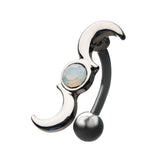 Top Down Moon Phase Navel with White Opalite Gem Middle for Moon Reverse Navel Belly Button Ring