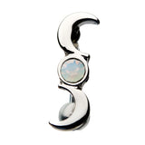Top Down Moon Phase Navel with White Opalite Gem Middle for Moon Reverse Navel Belly Button Ring