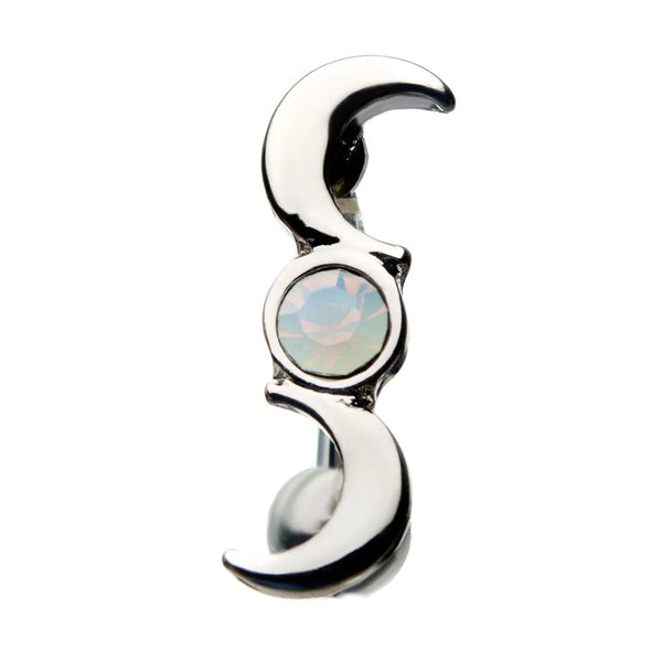 Top Down Moon Phase Navel with White Opalite Gem Middle for Moon Reverse Navel Belly Button Ring