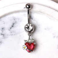 316L Surgical Strawberry Heart Daisy Dangle Belly Button Navel Ring