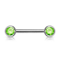 Double Front Facing Gem Nipple Barbell Pair