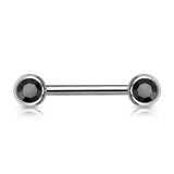 Double Front Facing Gem Nipple Barbell Pair