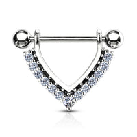 CZ Paved Black Enamel Dangle Nipple Ring