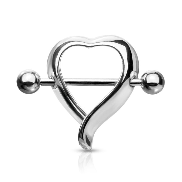 Heart Shaped Surgical Steel Nipple Shield Pair