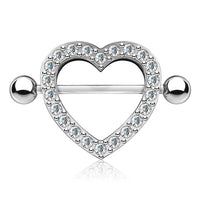 Gem Paved Heart Nipple Shield Pair