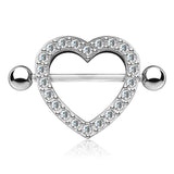 Gem Paved Heart Nipple Shield Pair