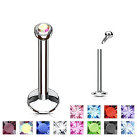 Press Fit Gem Internally Threaded Labret for Monroe, Cartilage, Tragus, Lip, ETC.