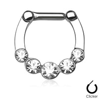 Five Round Gem Surgical Steel Septum Clicker