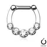 Five Round Gem Surgical Steel Septum Clicker