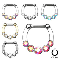 Five Round Gem Surgical Steel Septum Clicker