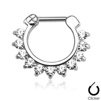 Single Line Pronged Gem Septum Clicker