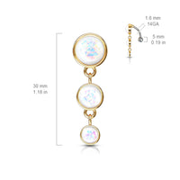 Triple Glitter Opal Reverse Dangle Belly Button Ring