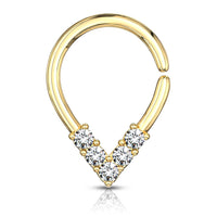 5 CZ Lined Pear Shaped Bendable Split Ring for Cartilage, Tragus, Daith, Septum ETC.