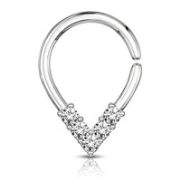 5 CZ Lined Pear Shaped Bendable Split Ring for Cartilage, Tragus, Daith, Septum ETC.