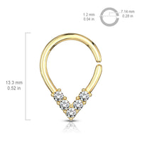 5 CZ Lined Pear Shaped Bendable Split Ring for Cartilage, Tragus, Daith, Septum ETC.