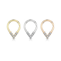 5 CZ Lined Pear Shaped Bendable Split Ring for Cartilage, Tragus, Daith, Septum ETC.