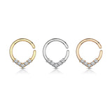 2 CZ Set V-Shaped on Round Bendable Split Ring for Cartilage, Daith, Tragus, Septum, ETC