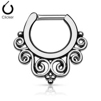 Tribal Swirl Surgical Steel Septum  Clicker