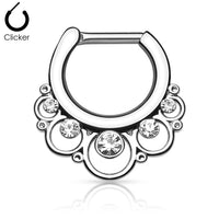 Floral Round Gem Septum Clicker